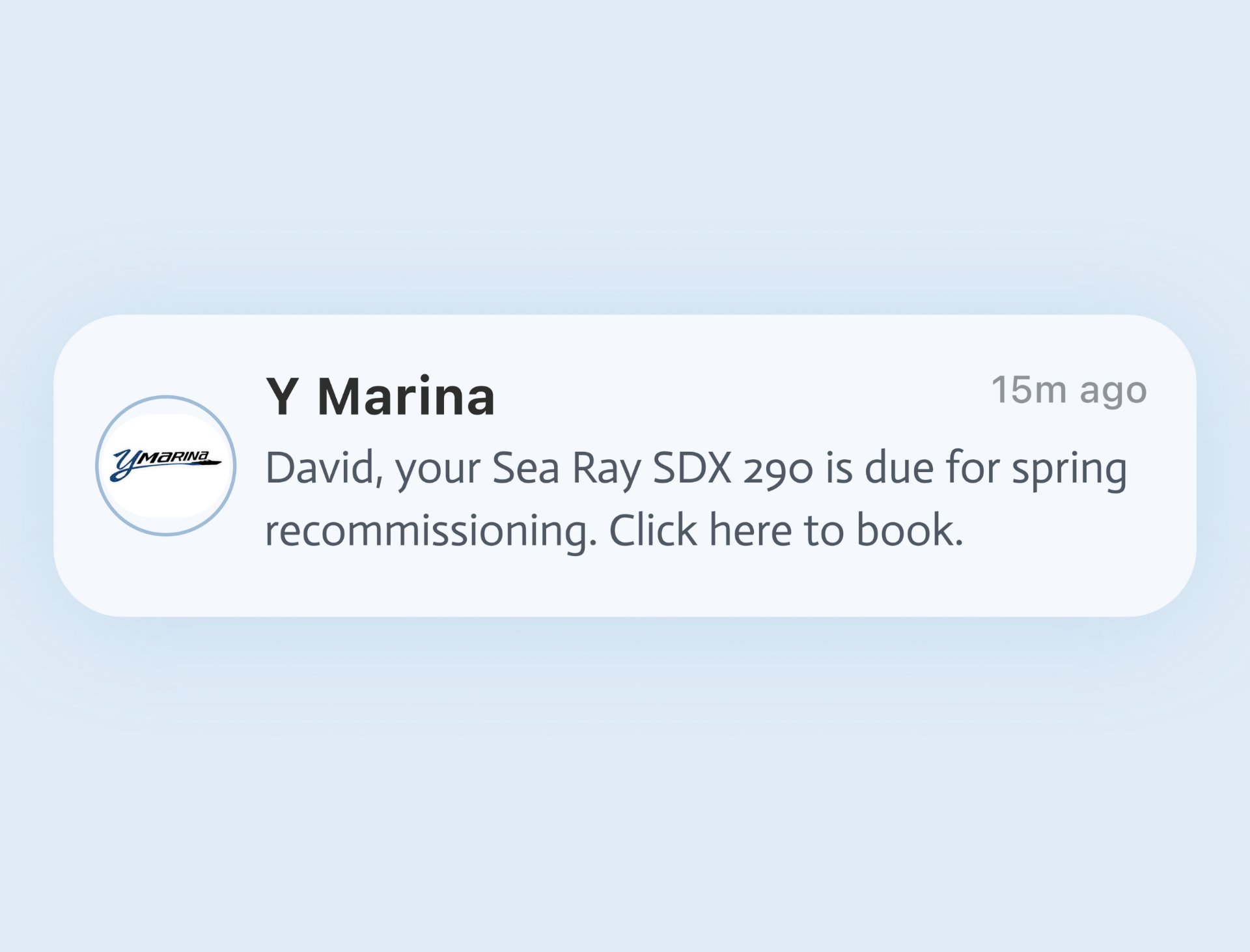 Service reminder notification to customer