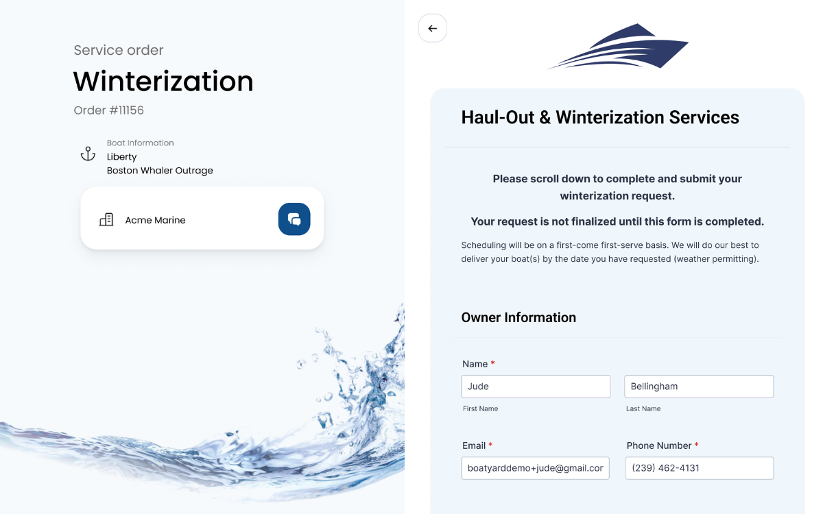 Customer portal UI preview